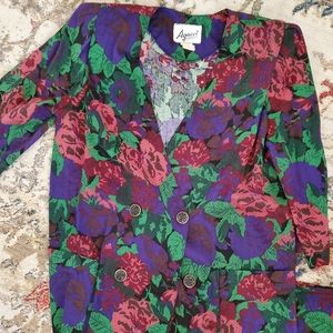 Vintage floral blazer and skirt set